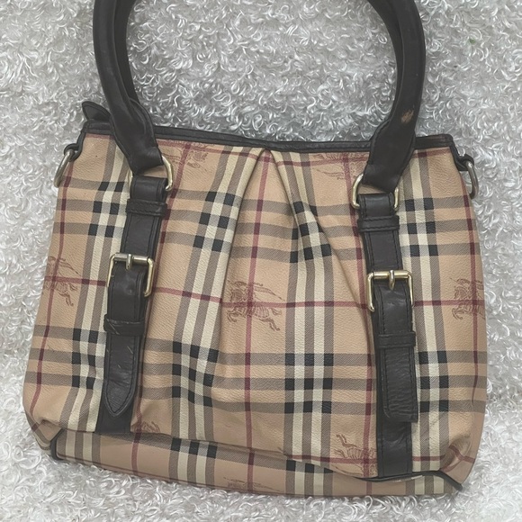 Burberry Northfield Convertible Haymarket Brown Canvas Tote - Picture 1 of 16